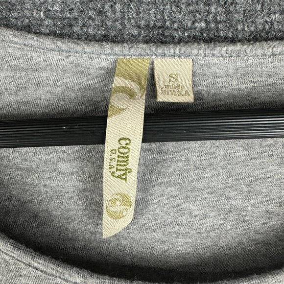 Comfy USA Top Womens Small Gray Stretch Knit Tee 3/4 Sleeve Swing Hem - Picture 4 of 7